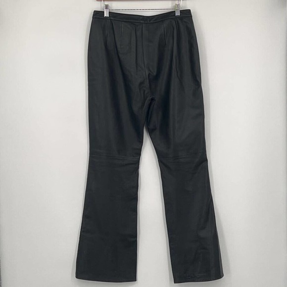 Elements By Vakko Womens Bootcut Pants Black Solid Mid‎ Rise Zipper Leather 10 - Picture 3 of 5